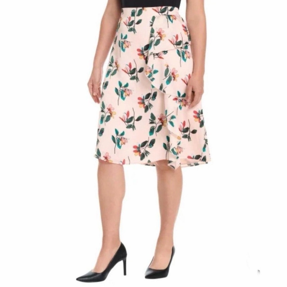 Ted Baker Women's Floral Ruffle Skirt in Pink Multicolor, Size L
